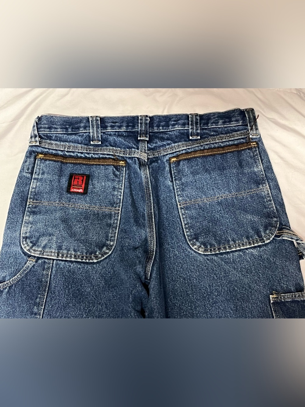 Vintage Riggs Workwear Wrangler Double Knee Carpenter Jeans 34x30 USA‎ Denim - Picture 8 of 11